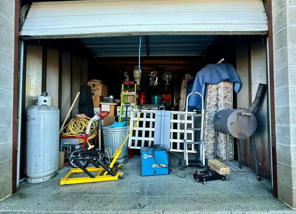 Storage unit packed with items ready for a cleanout