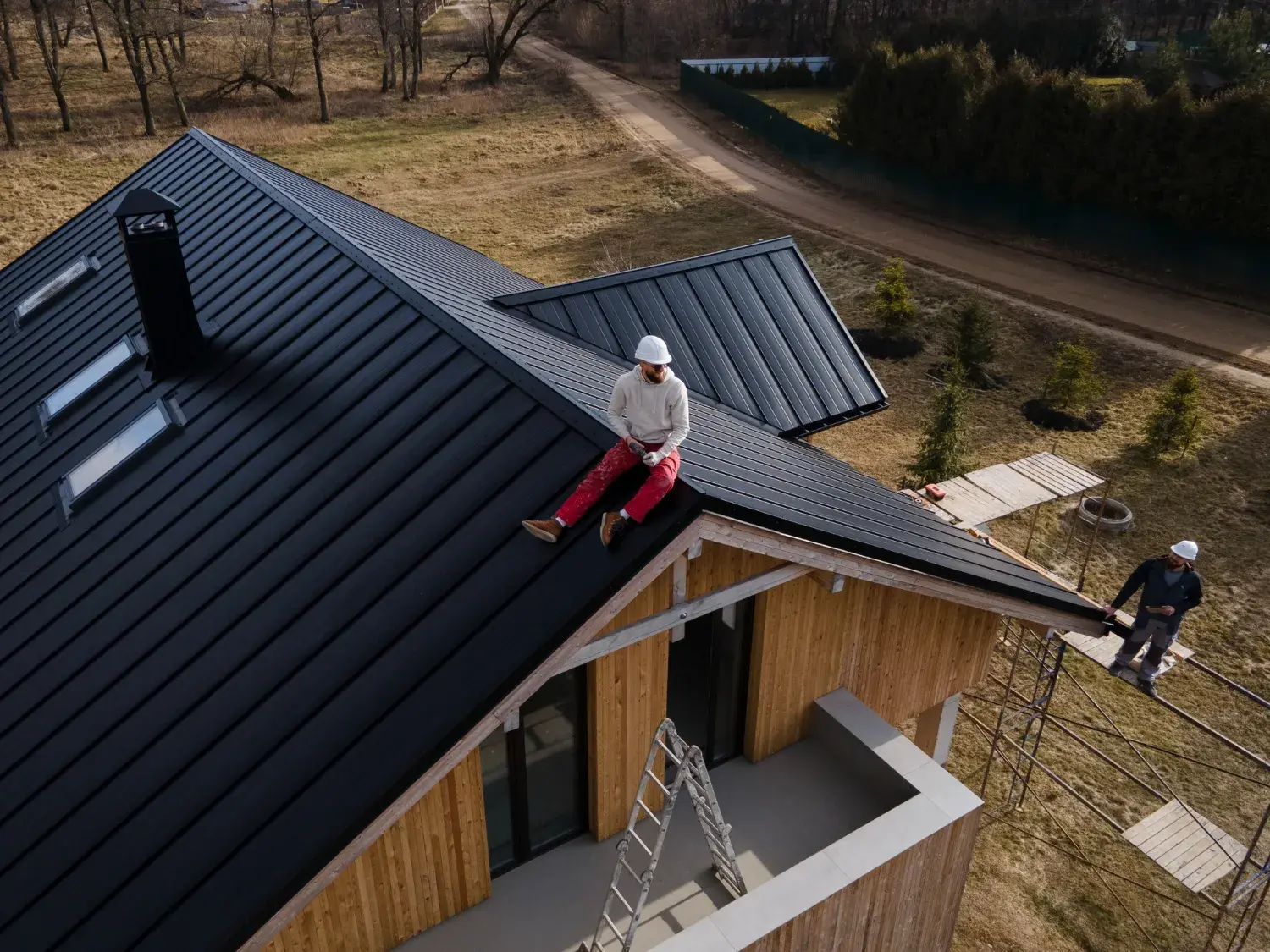 Newly replaced roof on a suburban home